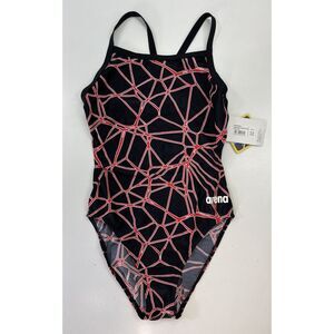 Arena Women's Carbonics Pro Challenge Back One Piece Swimsuit USA 32 Black Red‎